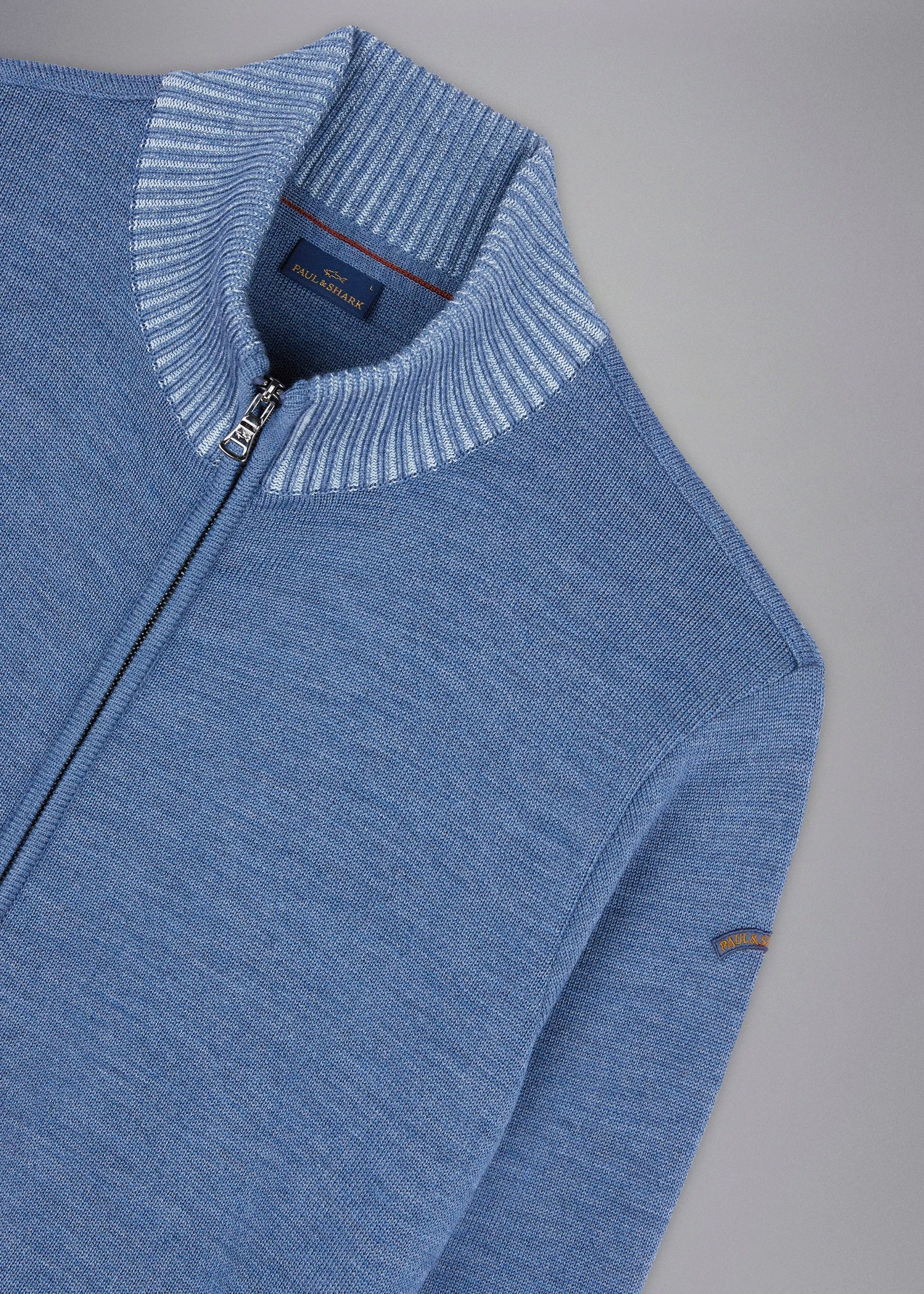 Gilet Paul & Shark bleu en laine