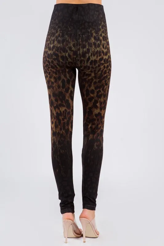High Waist Full Length Legging with Ombre Jaguar Print