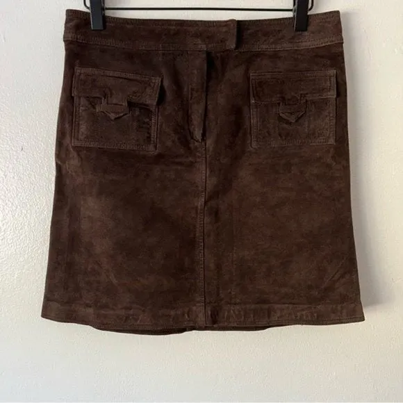 I.E Vintage Genuine Leather Suede Skirt