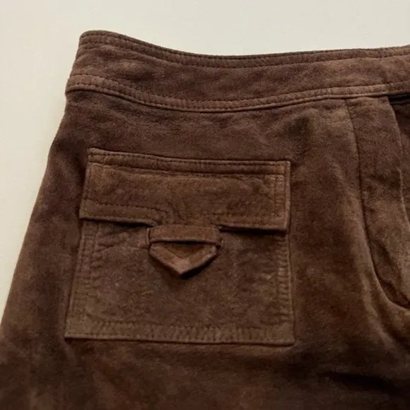I.E Vintage Genuine Leather Suede Skirt
