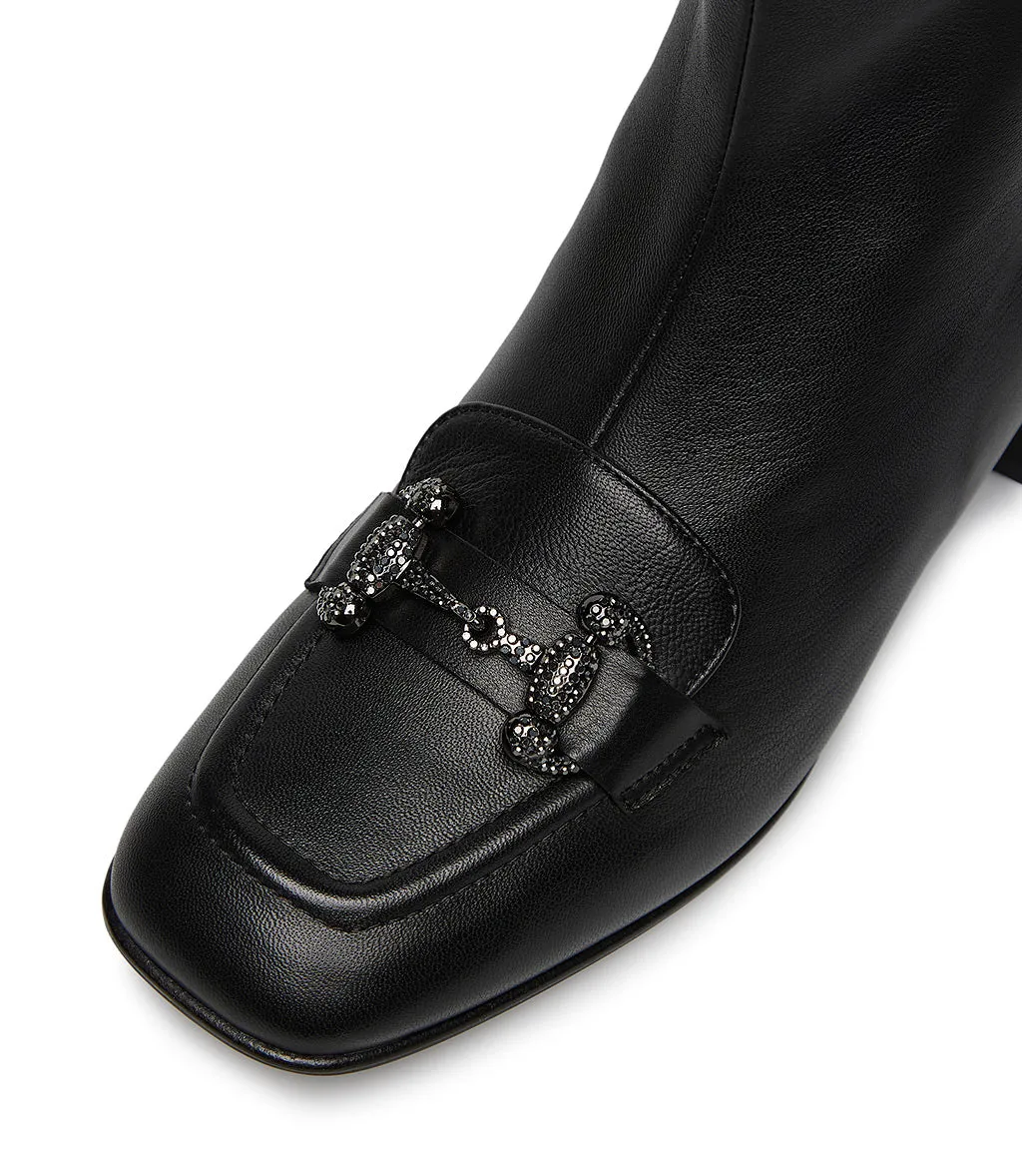 Jewel clamp black nappa leather bootie