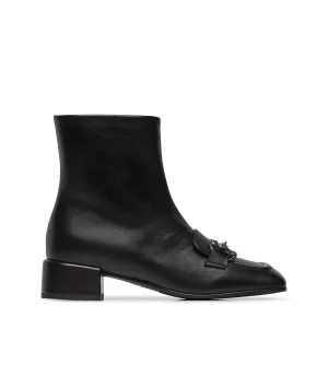 Jewel clamp black nappa leather bootie