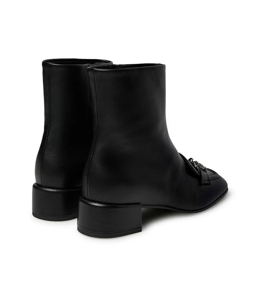 Jewel clamp black nappa leather bootie