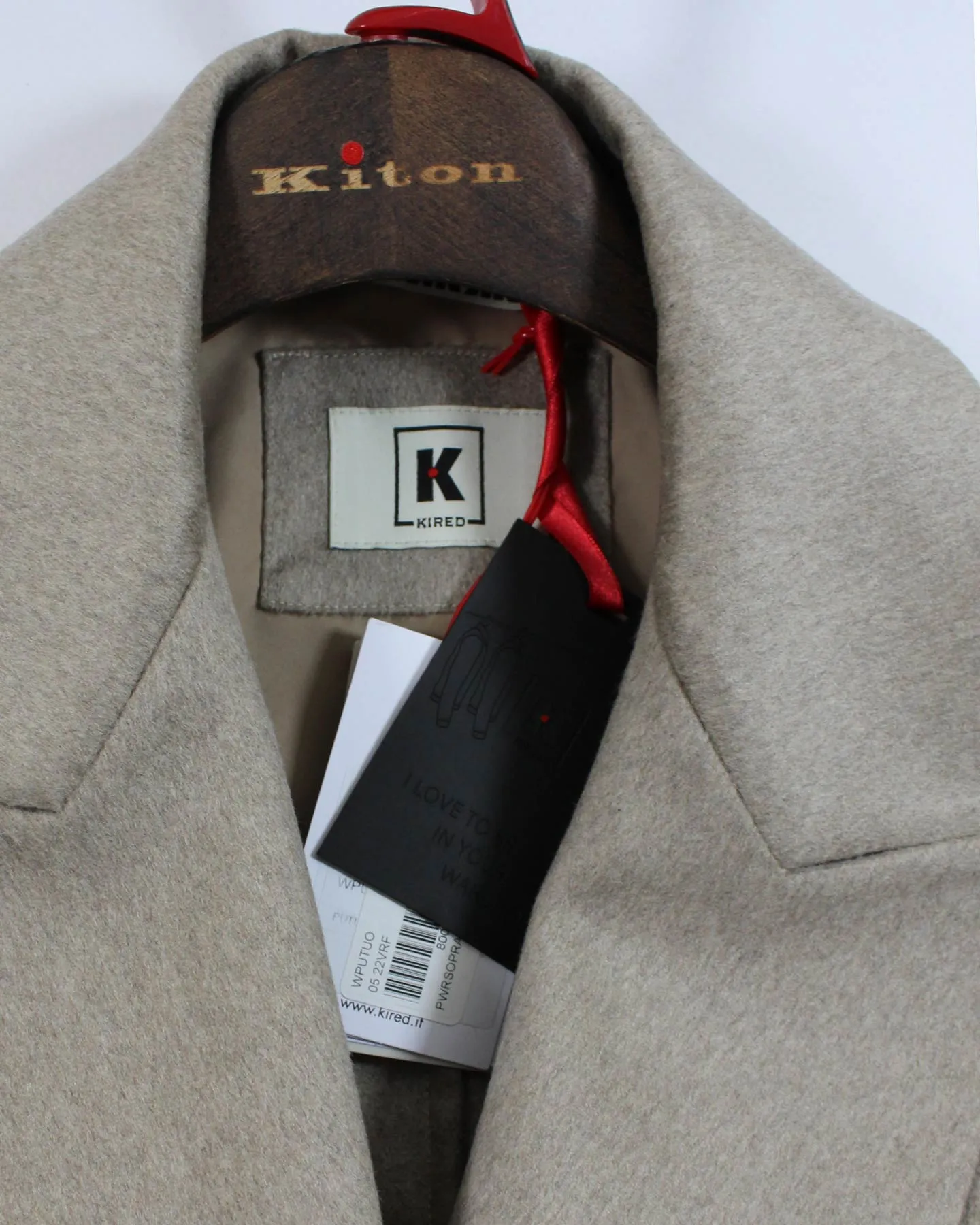 Kired Kiton Cashmere Long Coat Beige Double Breasted Overcoat EU 50 / US 40