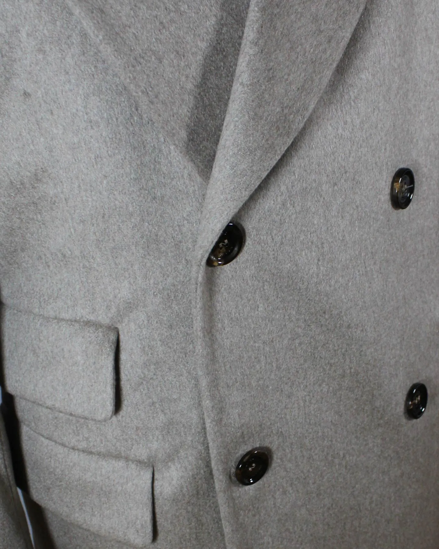 Kired Kiton Cashmere Long Coat Beige Double Breasted Overcoat EU 50 / US 40