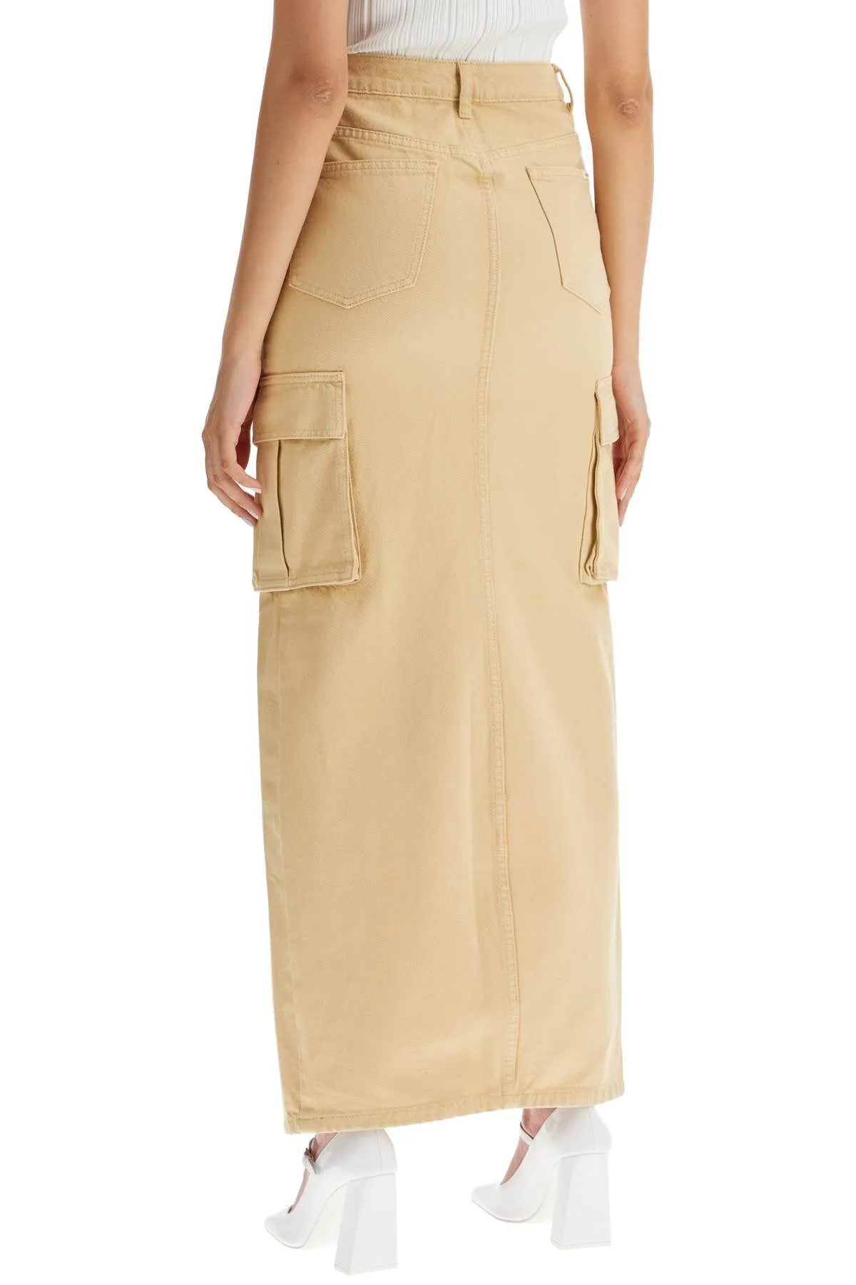maxi denim cargo skirt in PF24 835XASK BG BEIGE