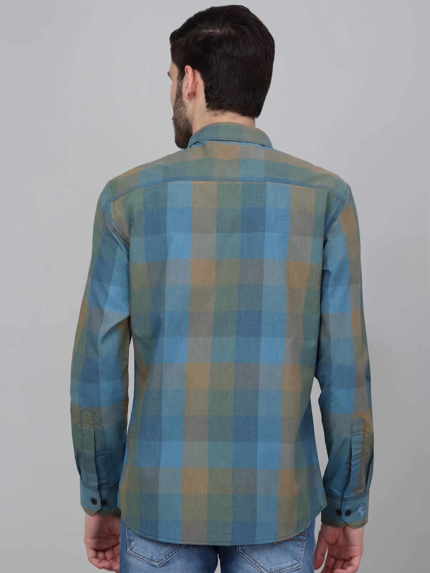 Men's Green Checkered Full Sleeve Casual Shirt