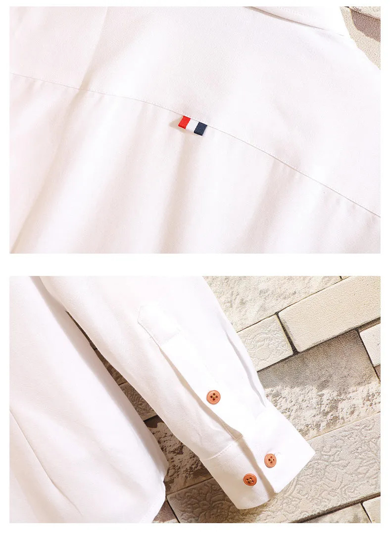 Men's long-sleeved shirts casual body repair solid color lining