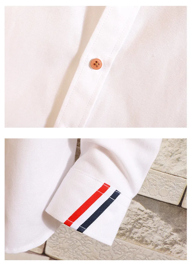 Men's long-sleeved shirts casual body repair solid color lining
