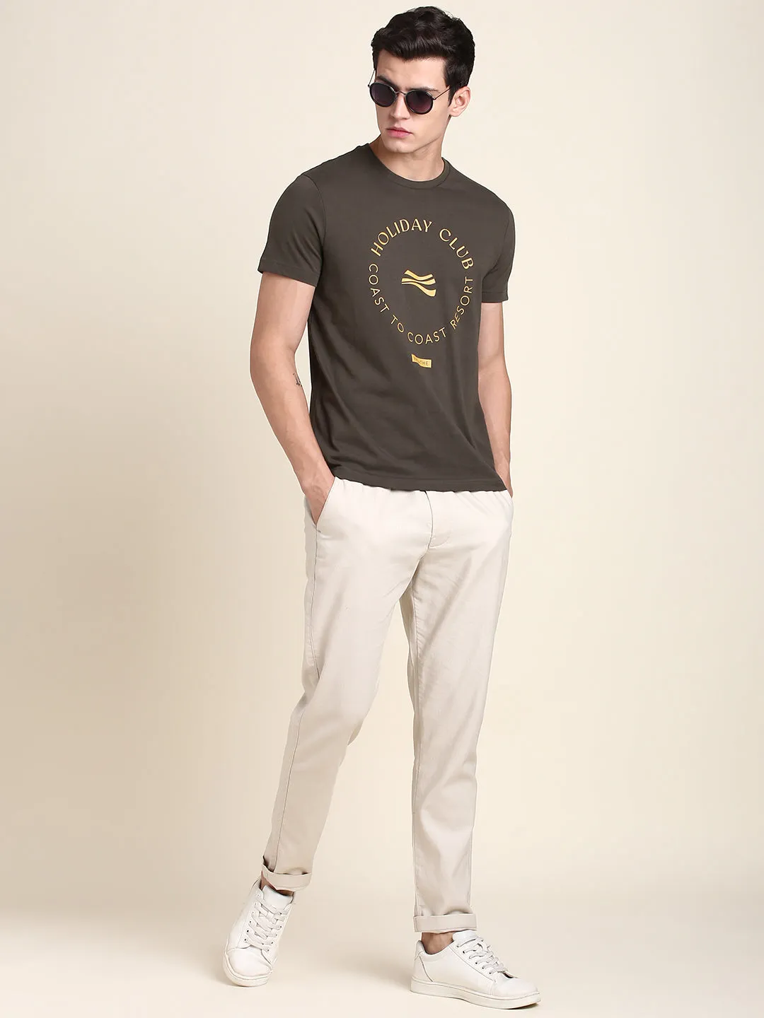Men's Olive Print T-shirt
