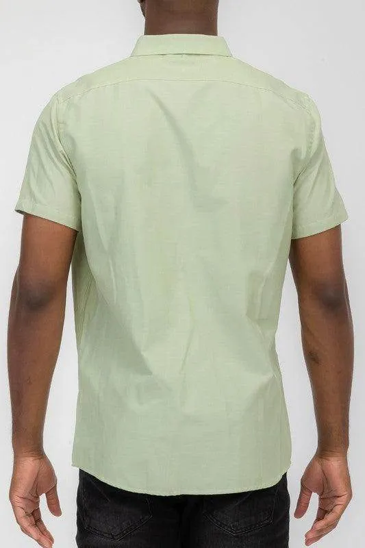 Mens Pastel Short Sleeve Button Down Shirts