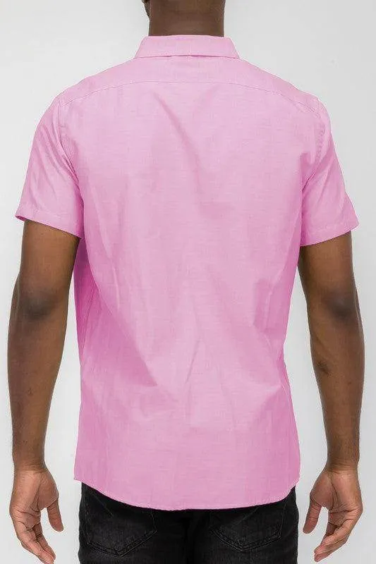 Mens Pastel Short Sleeve Button Down Shirts