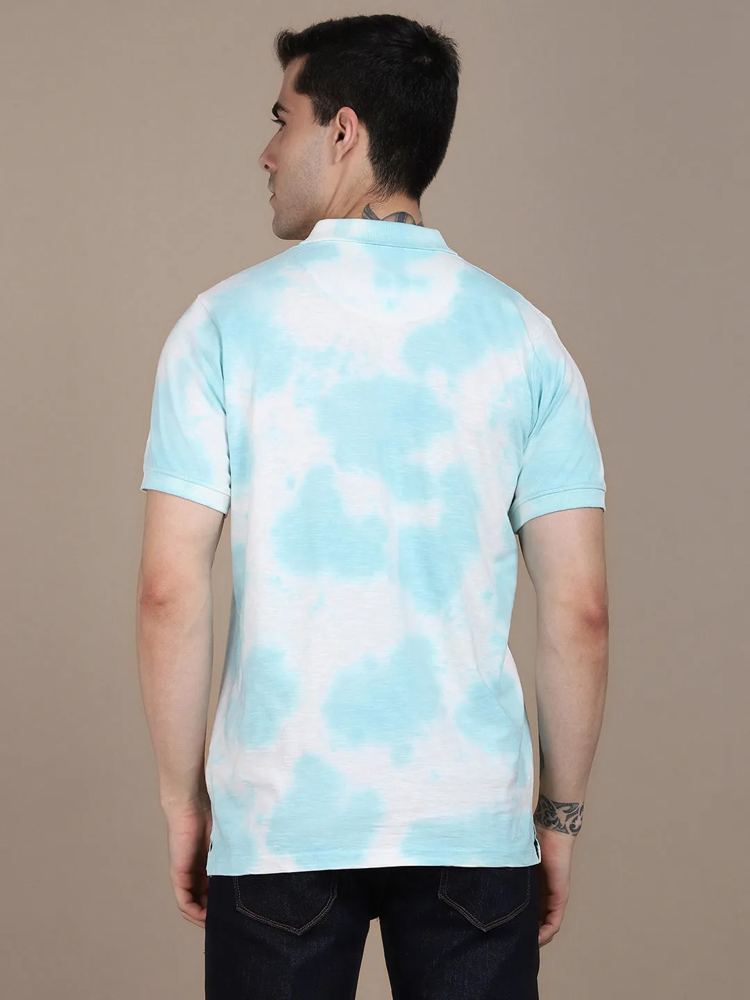 Men's Polo collar Green Dyed Casual T-shirt