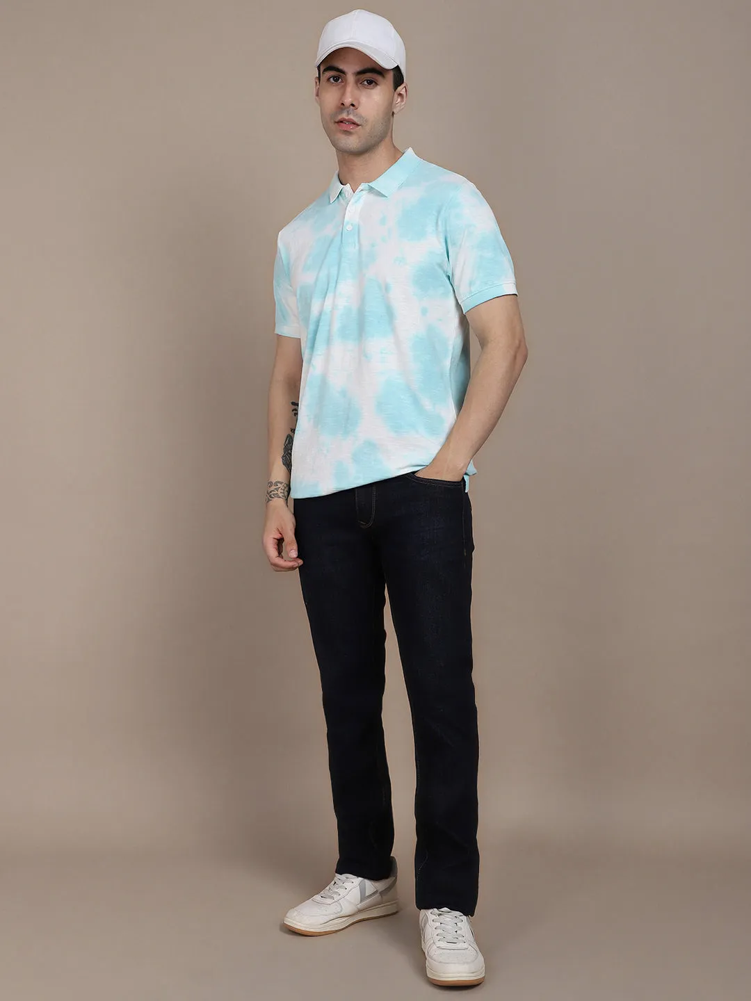 Men's Polo collar Green Dyed Casual T-shirt