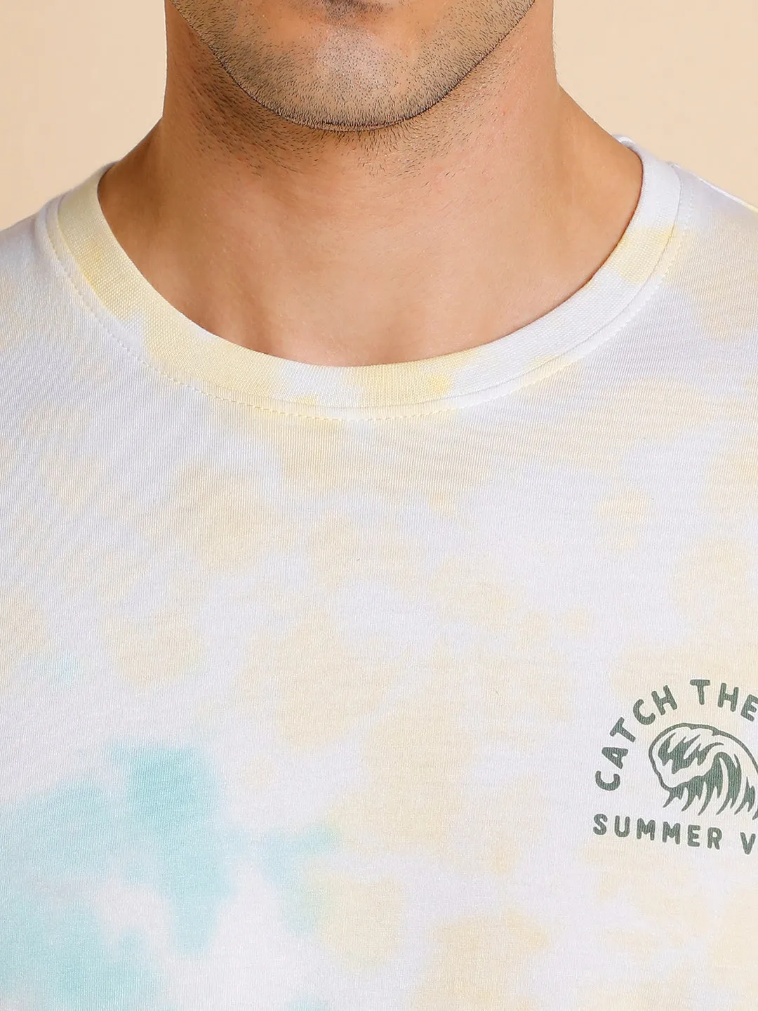 Men's Slim Fit  Solid Green Crew- Neck T-Shirt