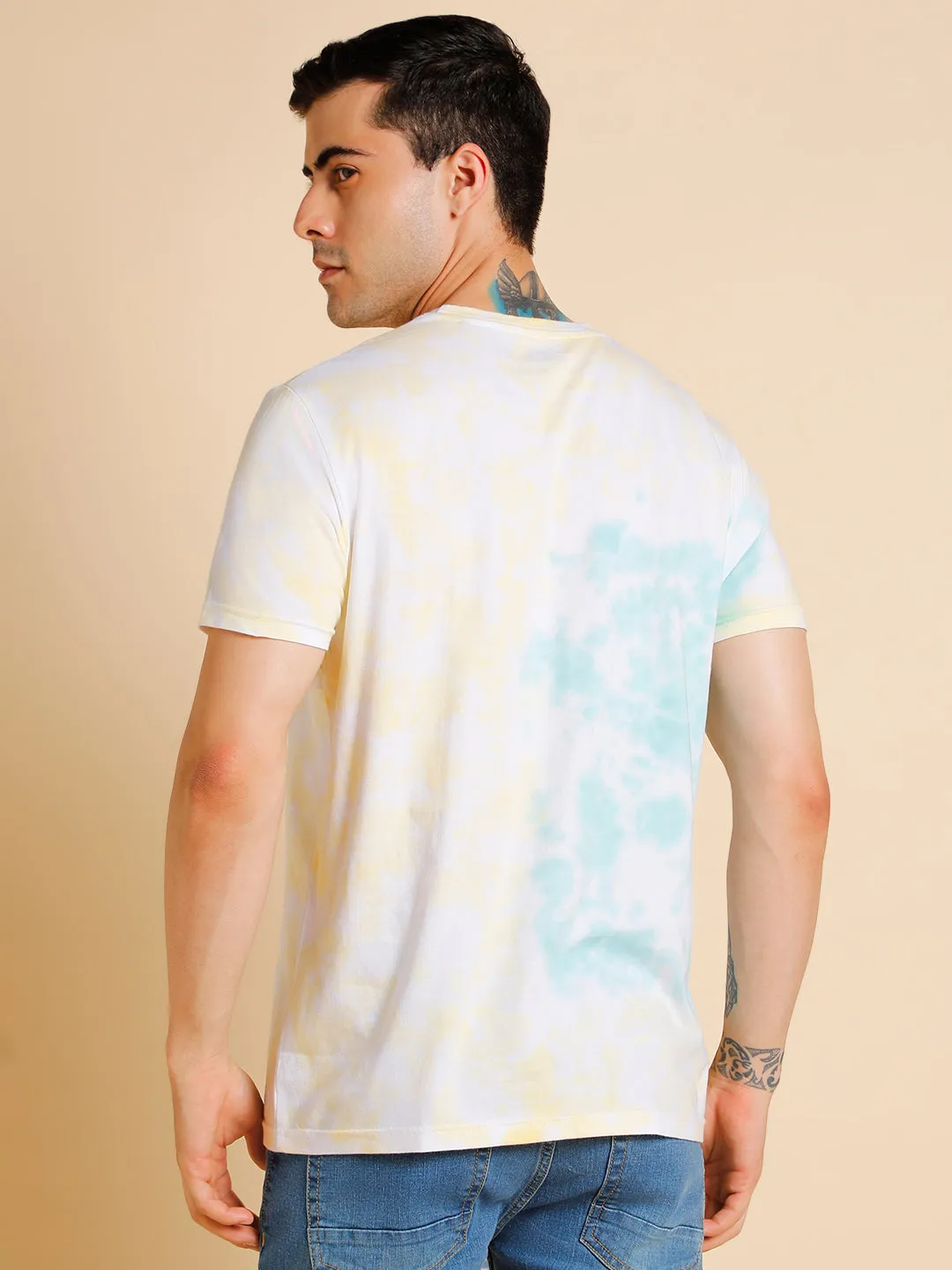 Men's Slim Fit  Solid Green Crew- Neck T-Shirt
