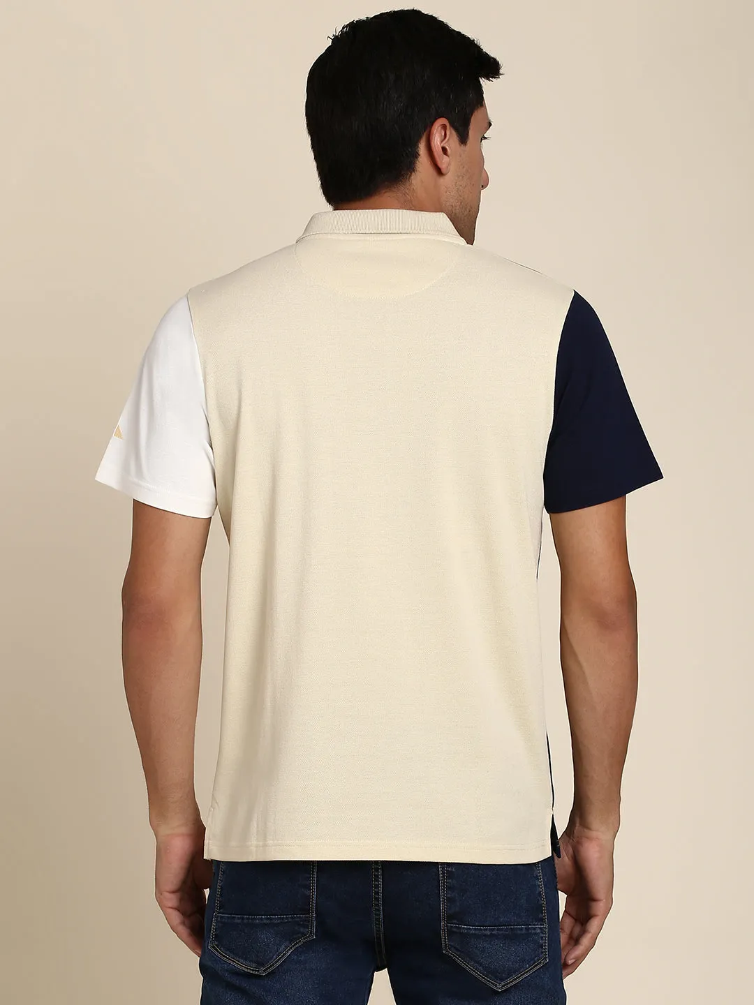 Men's Soft And Stretchy Fabric Beige  Casual Polo Tshirt