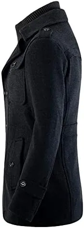 Mens Wool Coats Winter Tweed Trench Coat Casual Peacoats Regular Fit Outerwear Jacket   133328