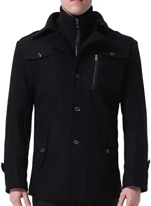Mens Wool Coats Winter Tweed Trench Coat Casual Peacoats Regular Fit Outerwear Jacket   133328