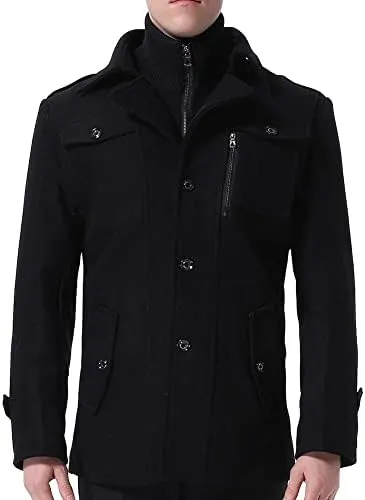 Mens Wool Coats Winter Tweed Trench Coat Casual Peacoats Regular Fit Outerwear Jacket   133328