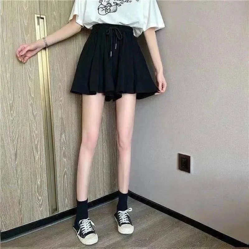 MEXZT 5Xl Summer Shorts Skirts Women High Waist Wide Leg Black