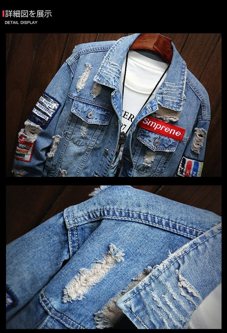 New Fashion Men's Denim Patch Jackets