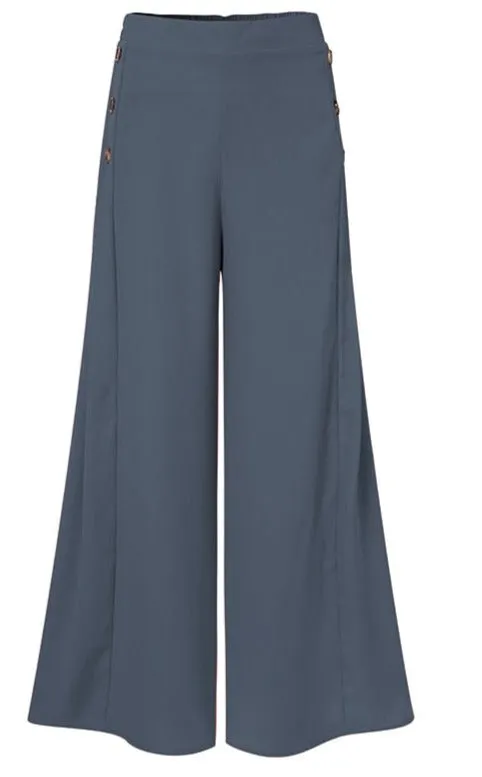 New Style Ladies Middle Waist Pant Wide Leg Trouser