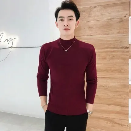 New Turtleneck  Sweaters Pullover Solid Color Slim Fit Tops Knitted Pullovers