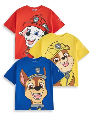 Paw Patrol Boys Multicoloured Multi-Pack of 3 Short-Sleeved T-Shirts
