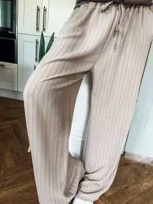 Pinstripe Wide Leg Trousers