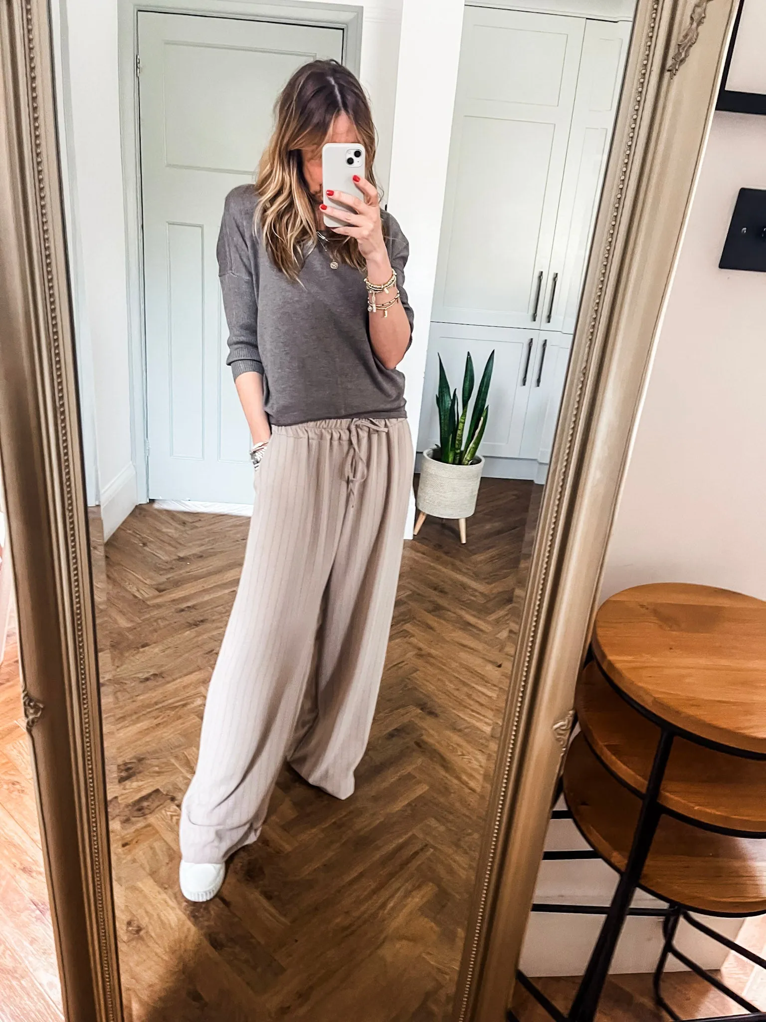 Pinstripe Wide Leg Trousers