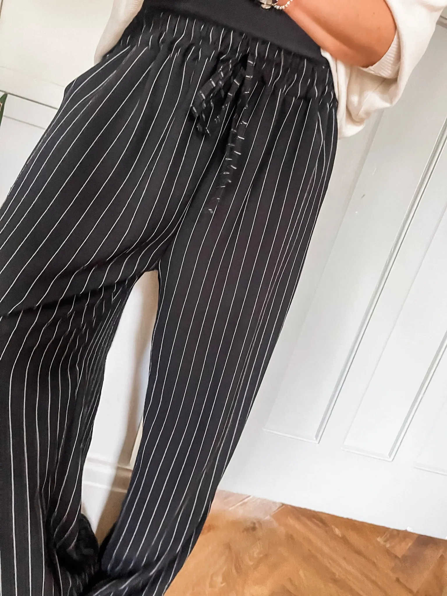 Pinstripe Wide Leg Trousers