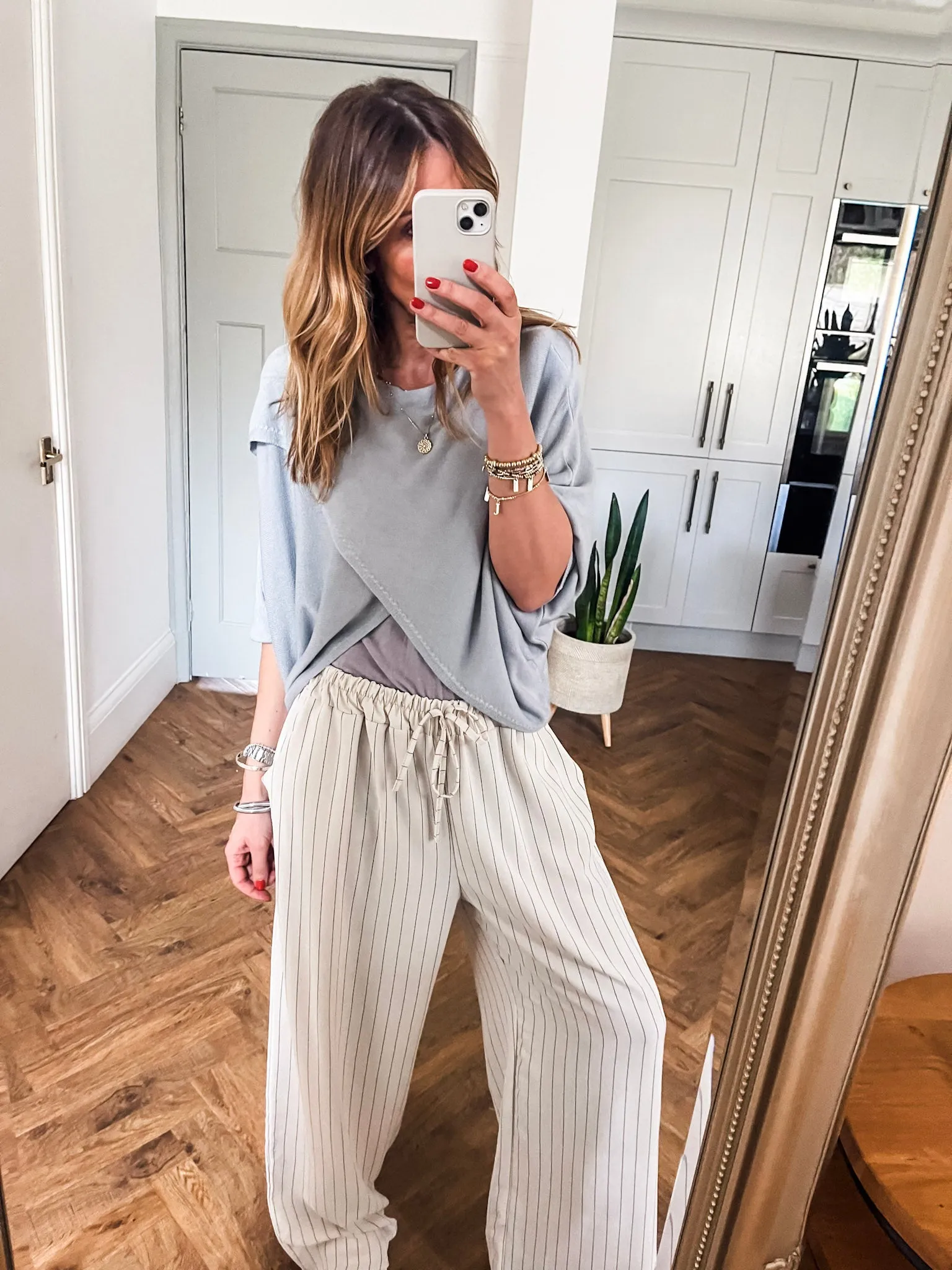 Pinstripe Wide Leg Trousers