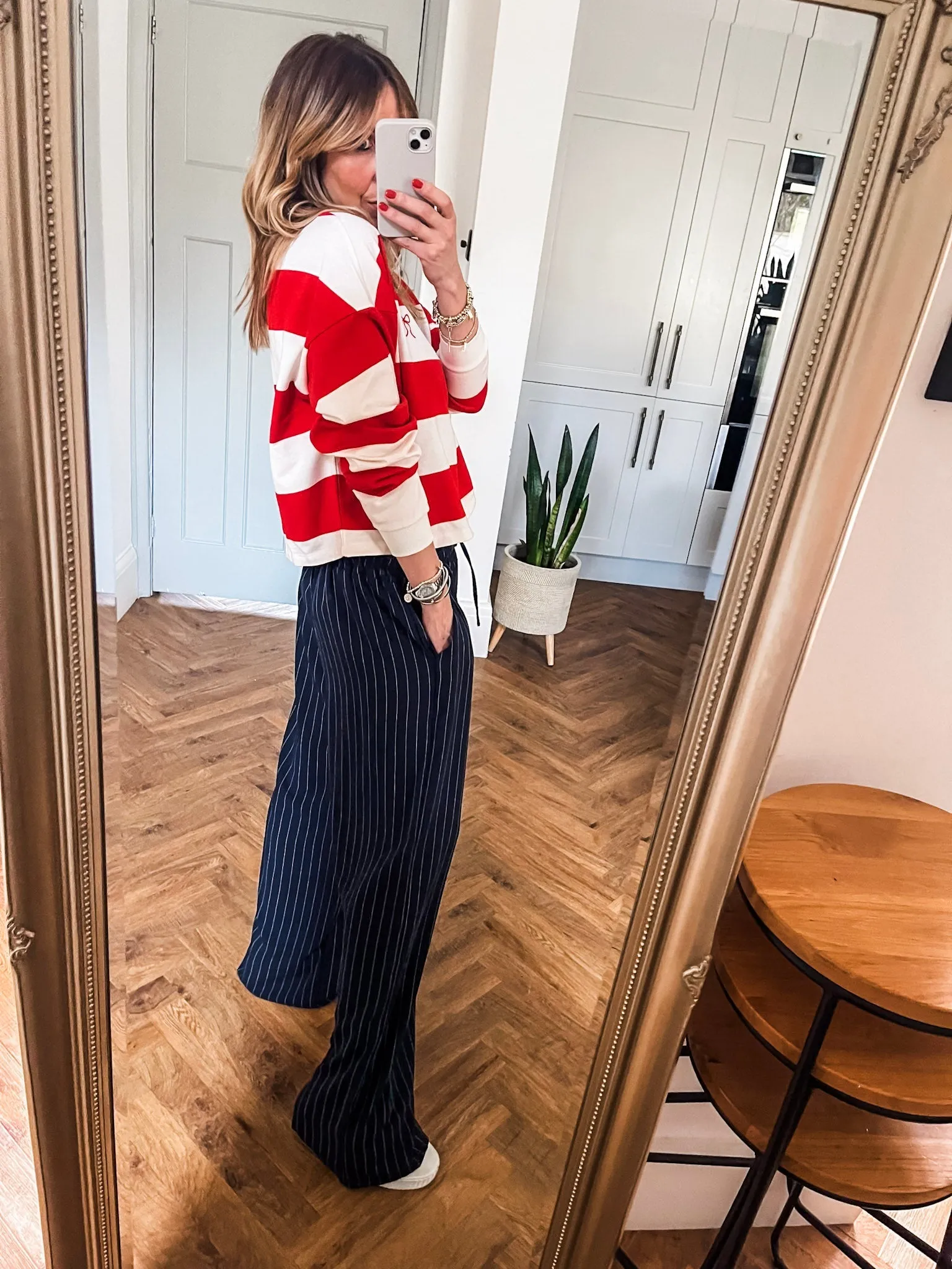 Pinstripe Wide Leg Trousers