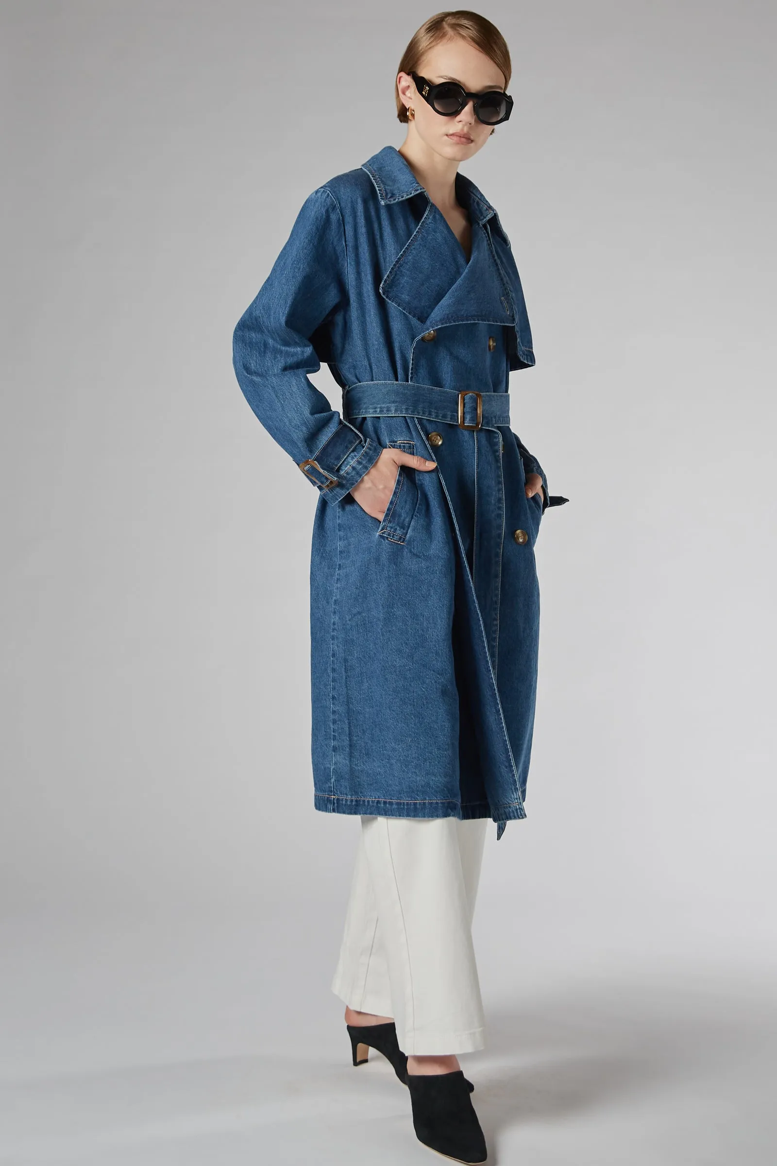 REYA DENIM TRENCH COAT