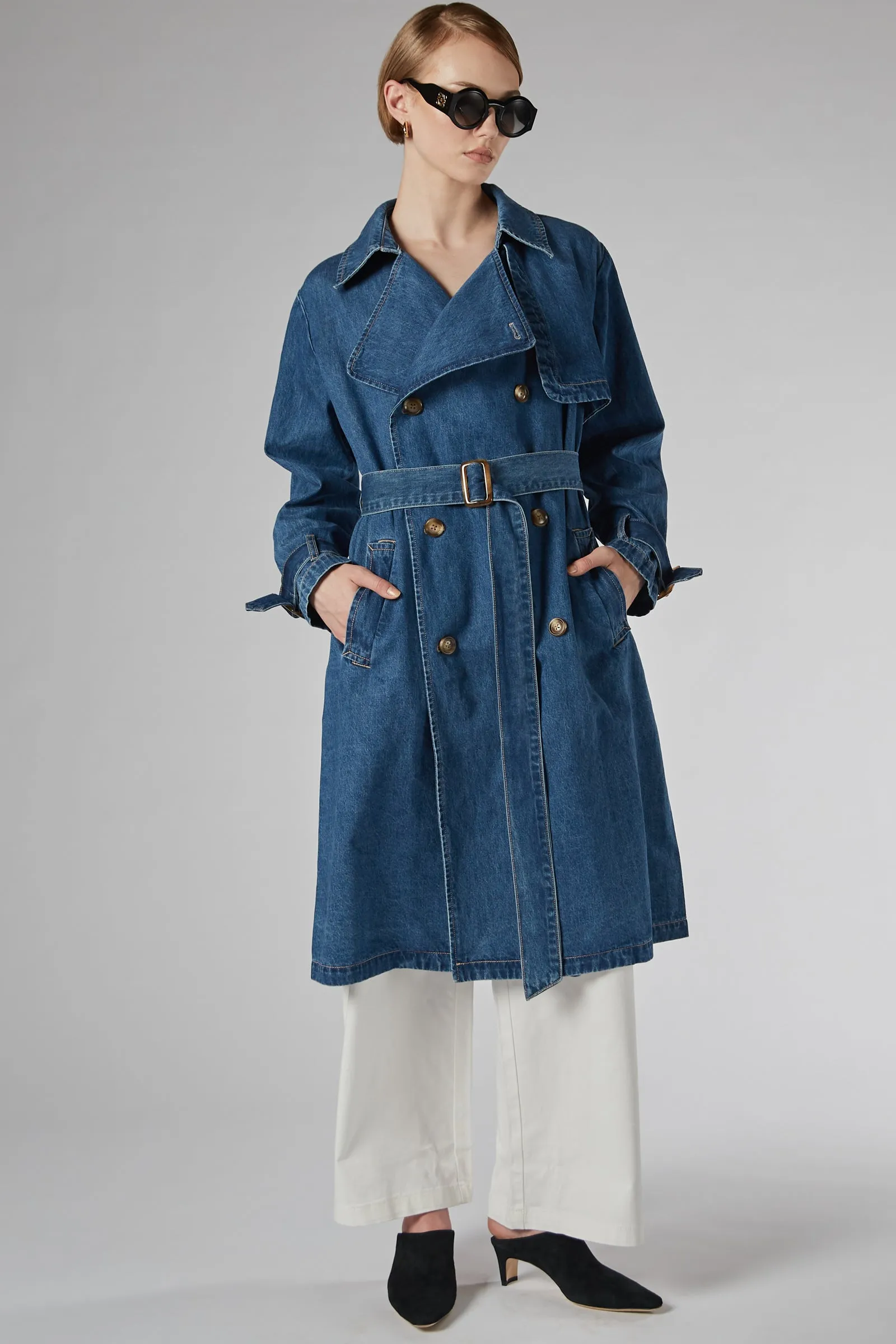 REYA DENIM TRENCH COAT