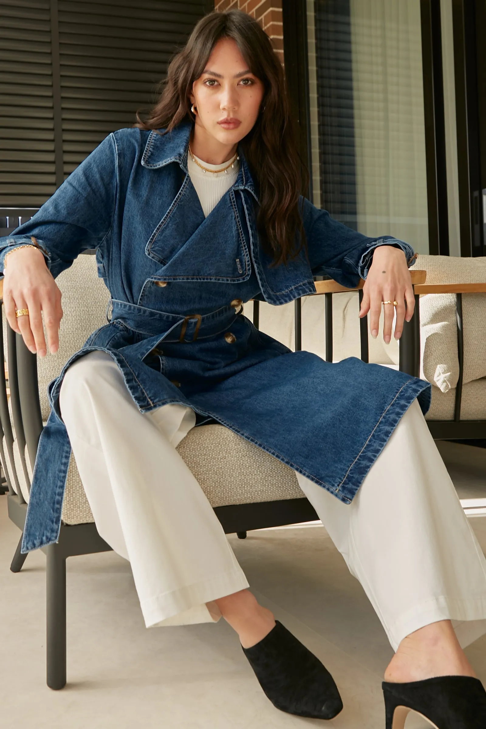 REYA DENIM TRENCH COAT