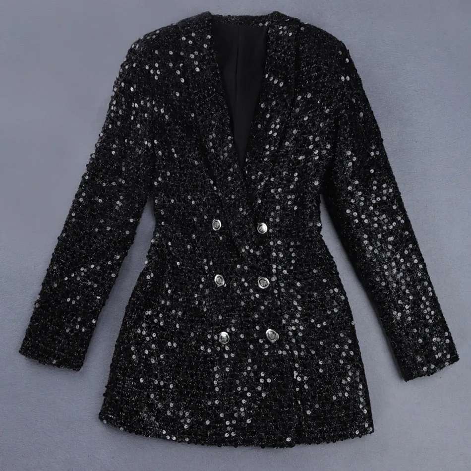 Sequined Double Breasted Blazer Dress