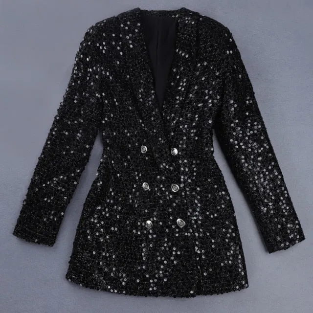 Sequined Double Breasted Blazer Dress