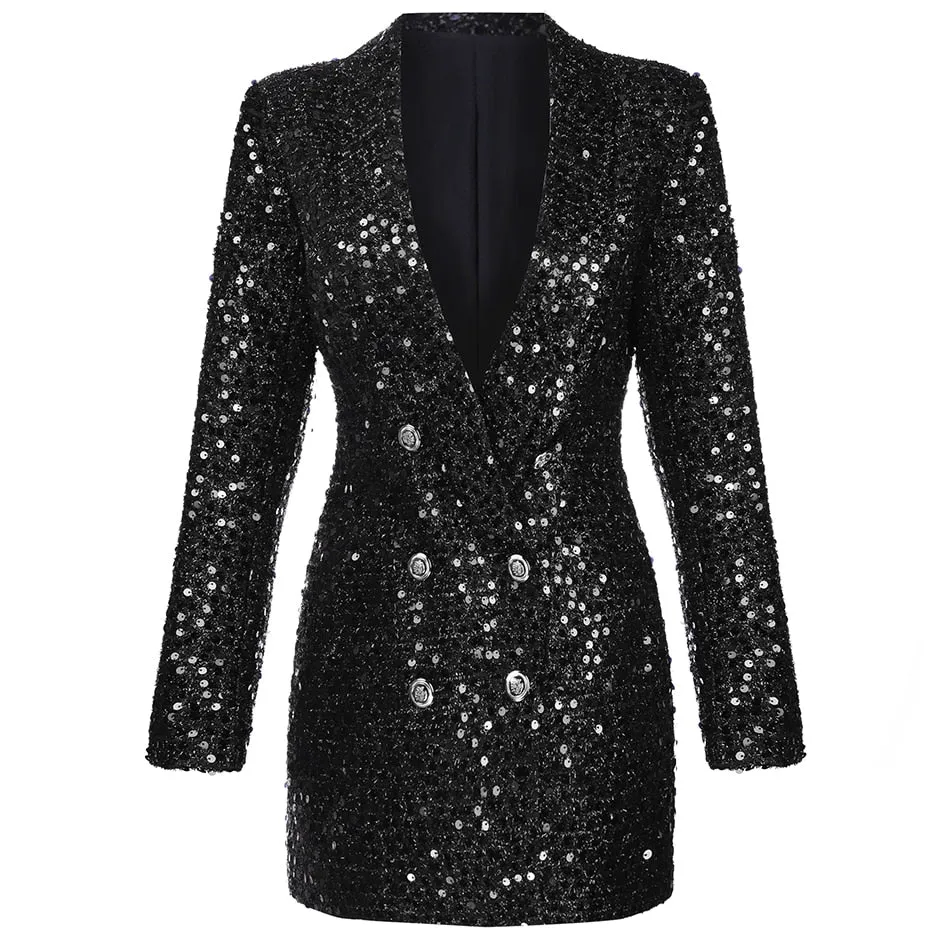 Sequined Double Breasted Blazer Dress