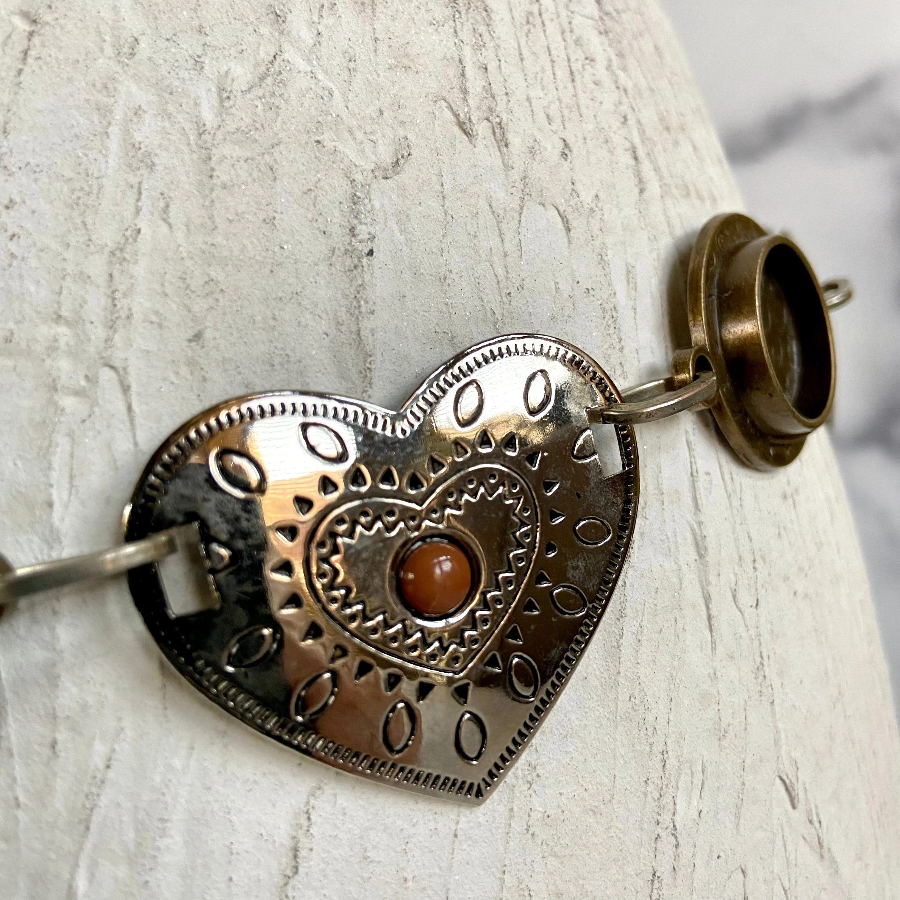 Silver heart chain belt