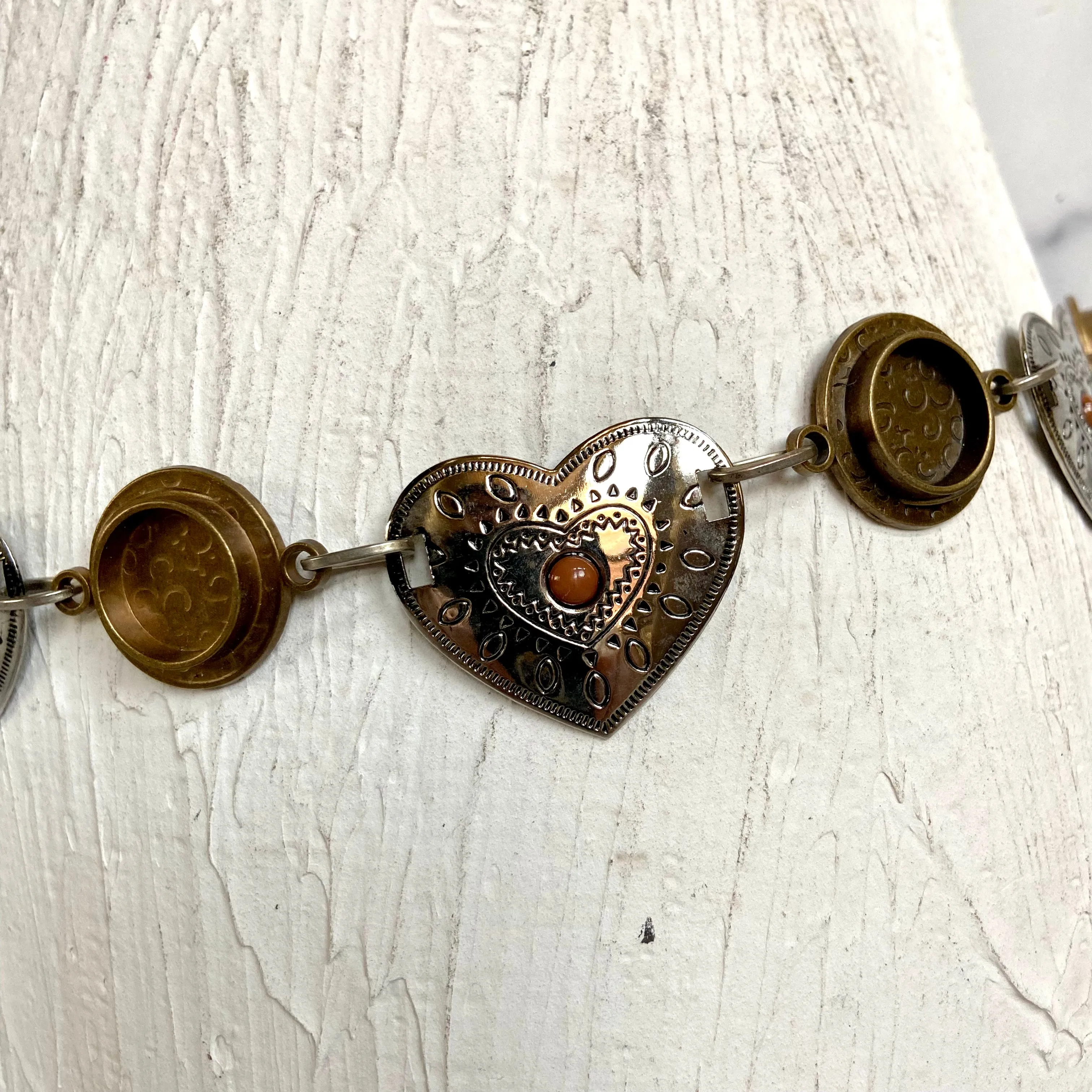 Silver heart chain belt