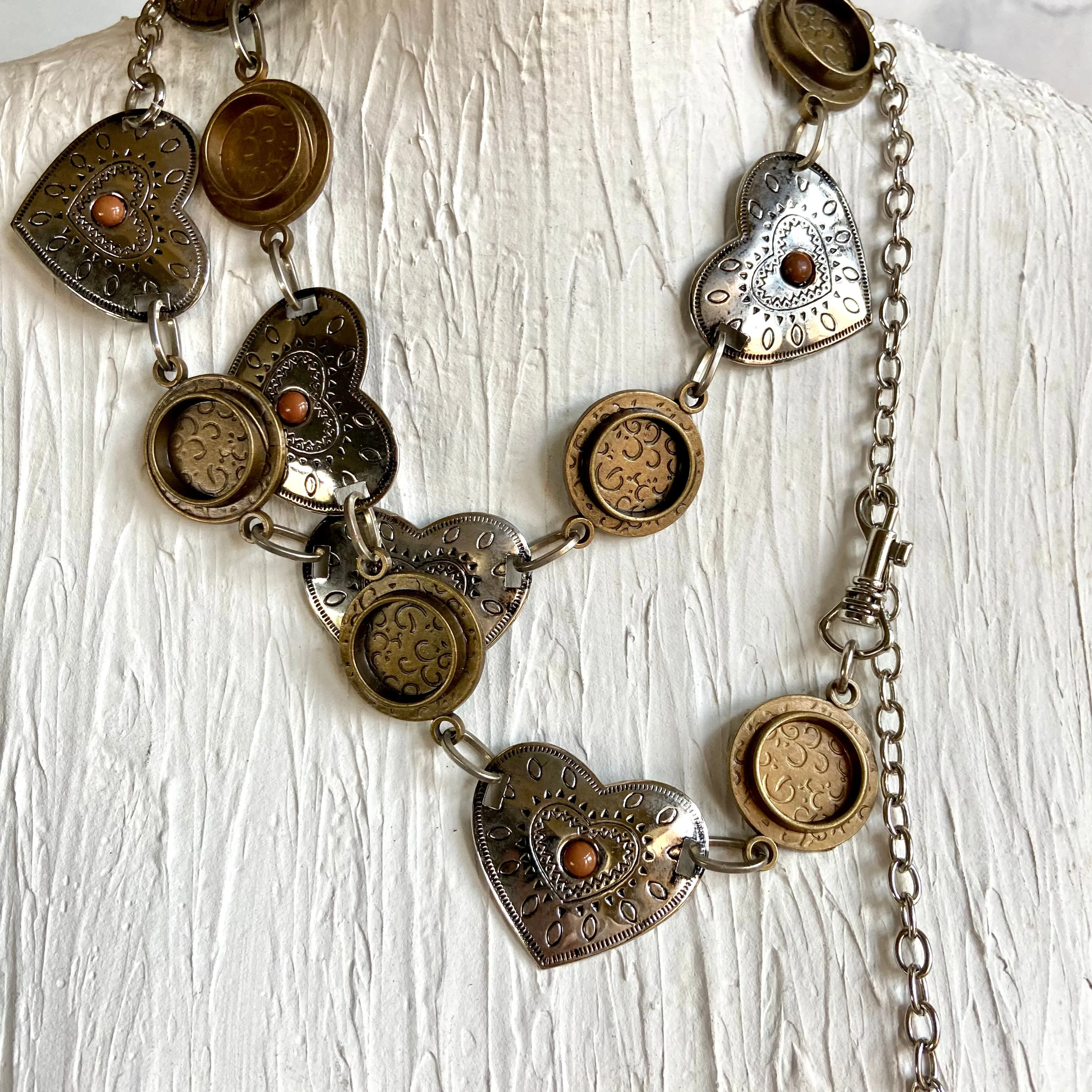 Silver heart chain belt