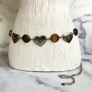 Silver heart chain belt