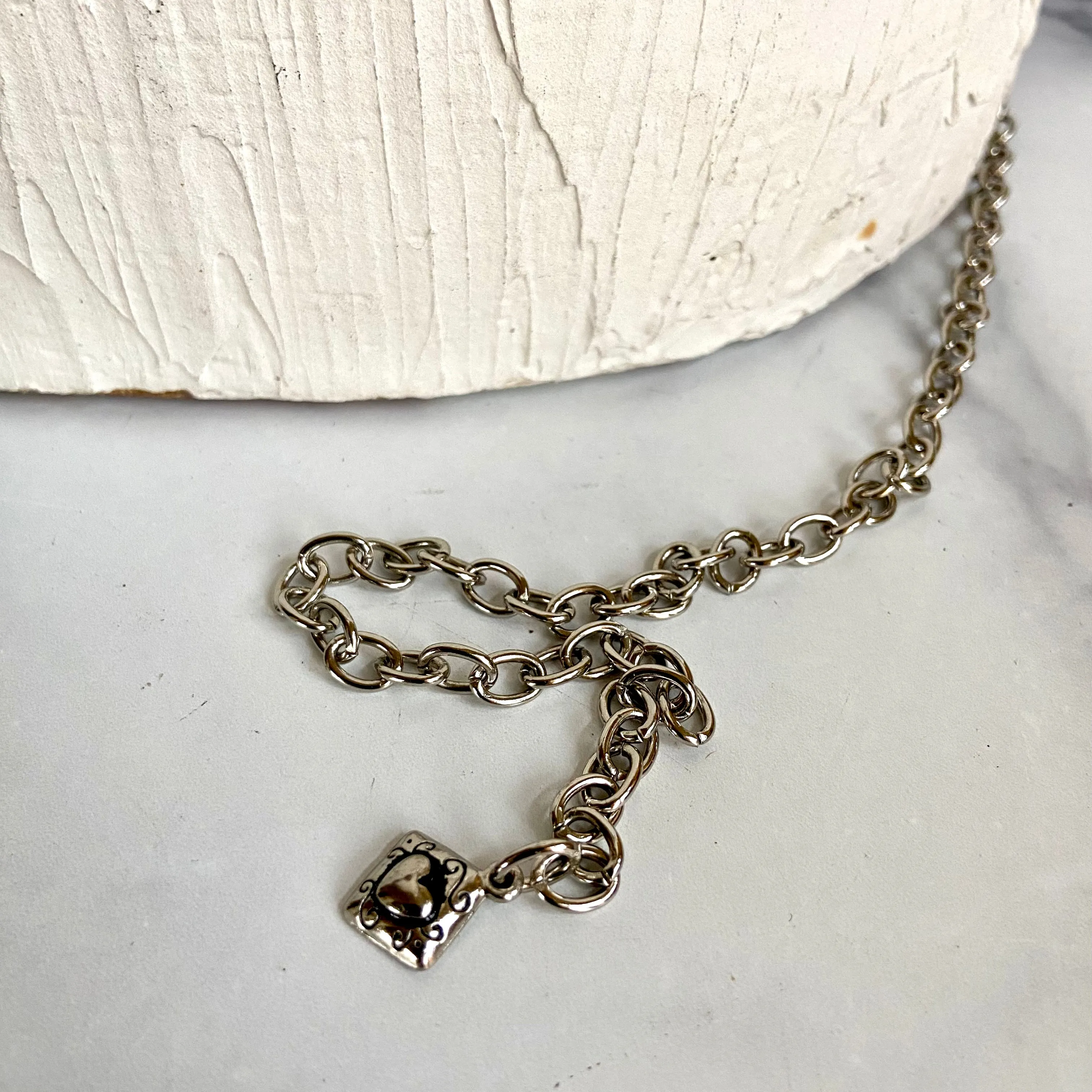 Silver heart chain belt