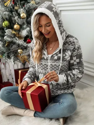 Snowflake Zip Up Hooded Outerwear