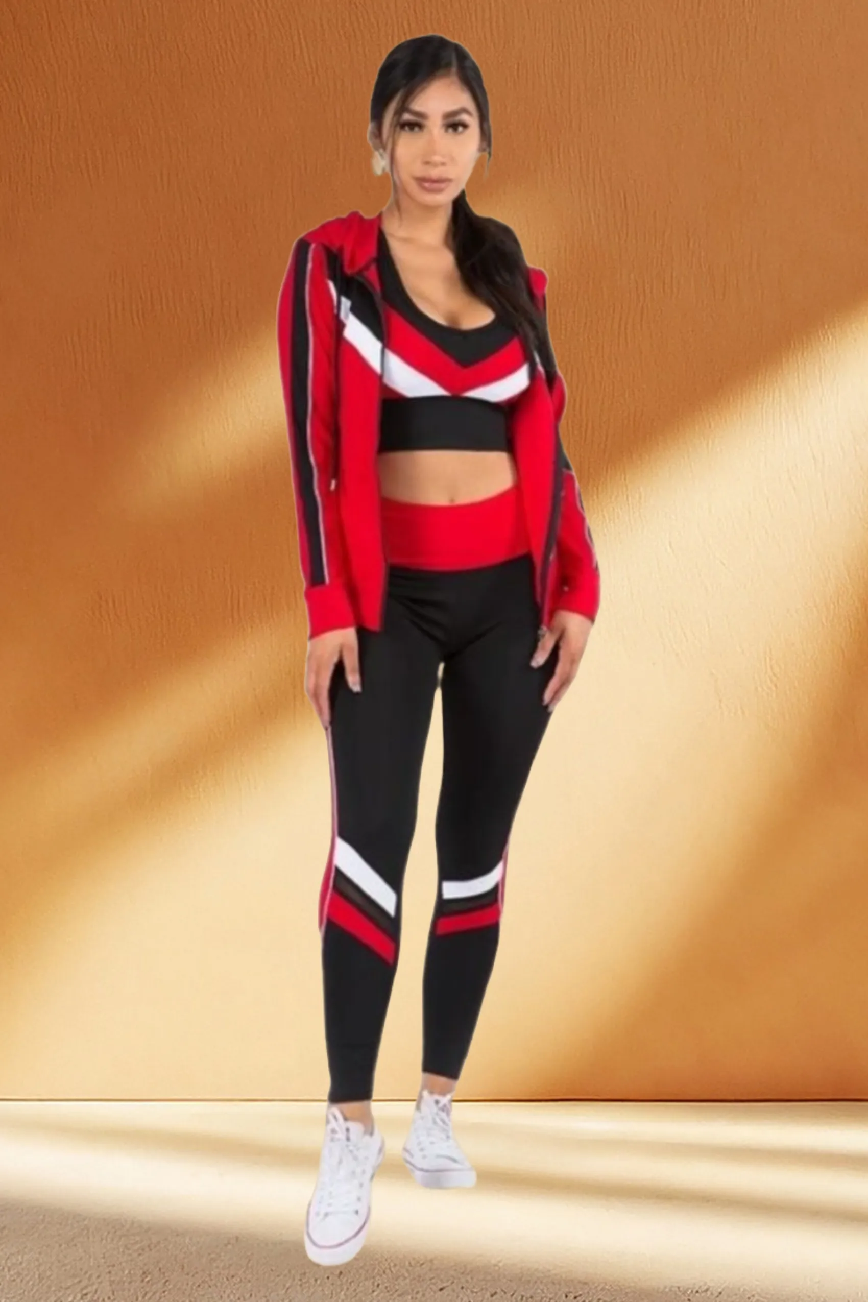 Striped Activewear 3 Piece Set