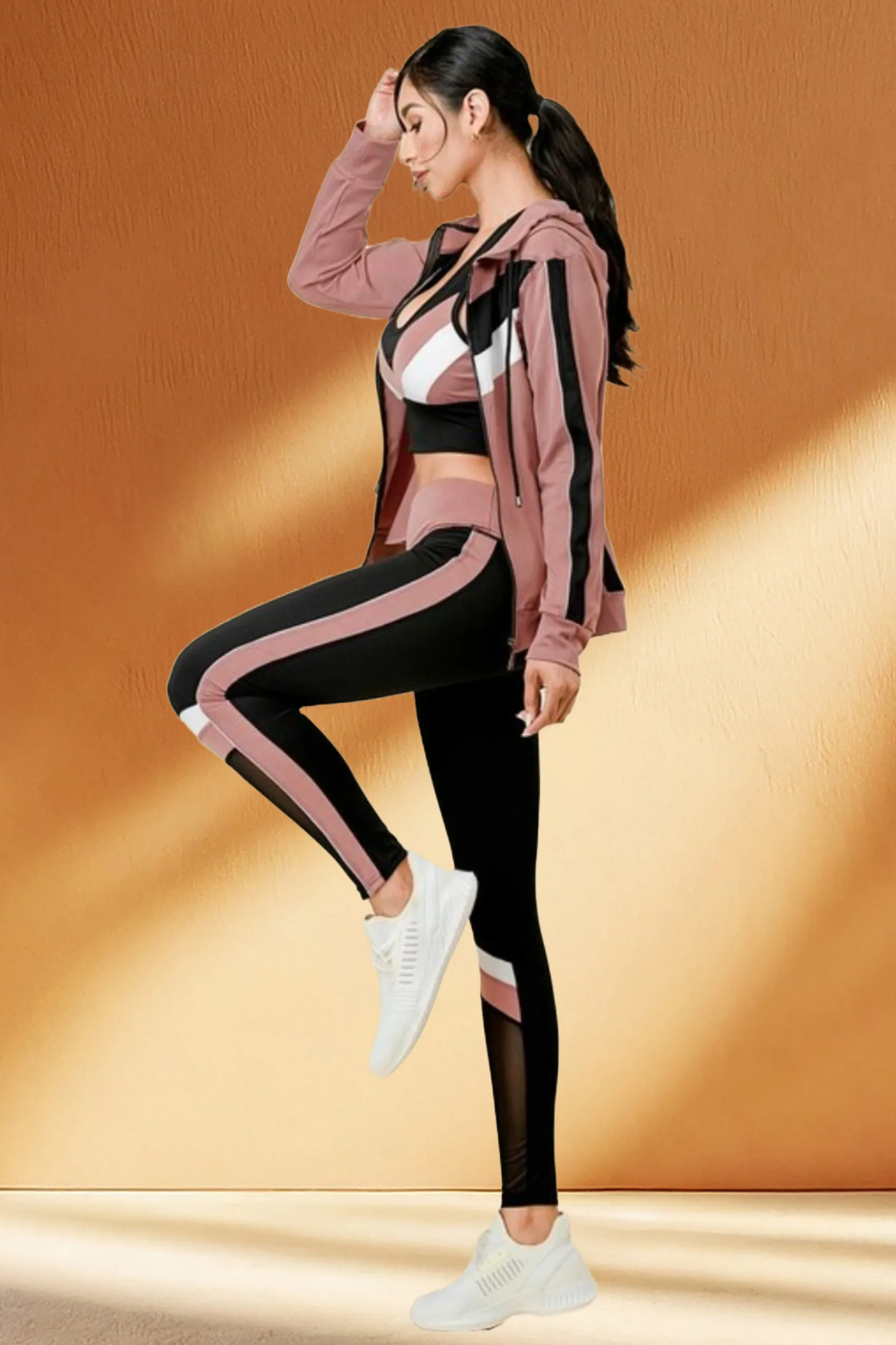 Striped Activewear 3 Piece Set