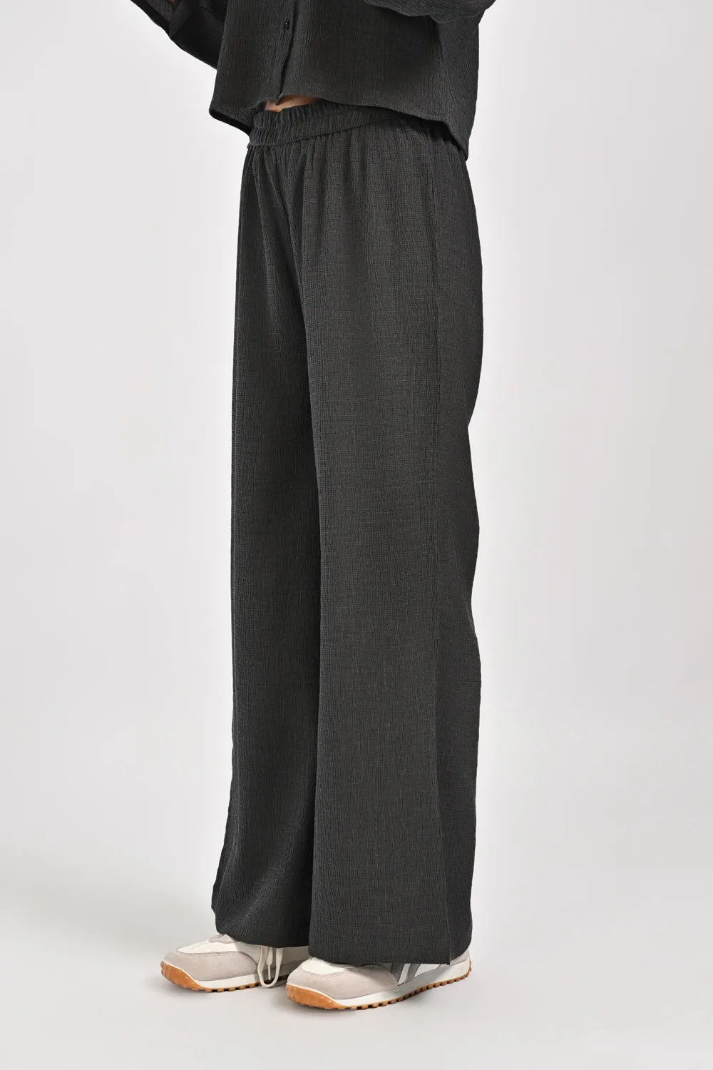 TEXTURED WIDE LEG TROUSERS
