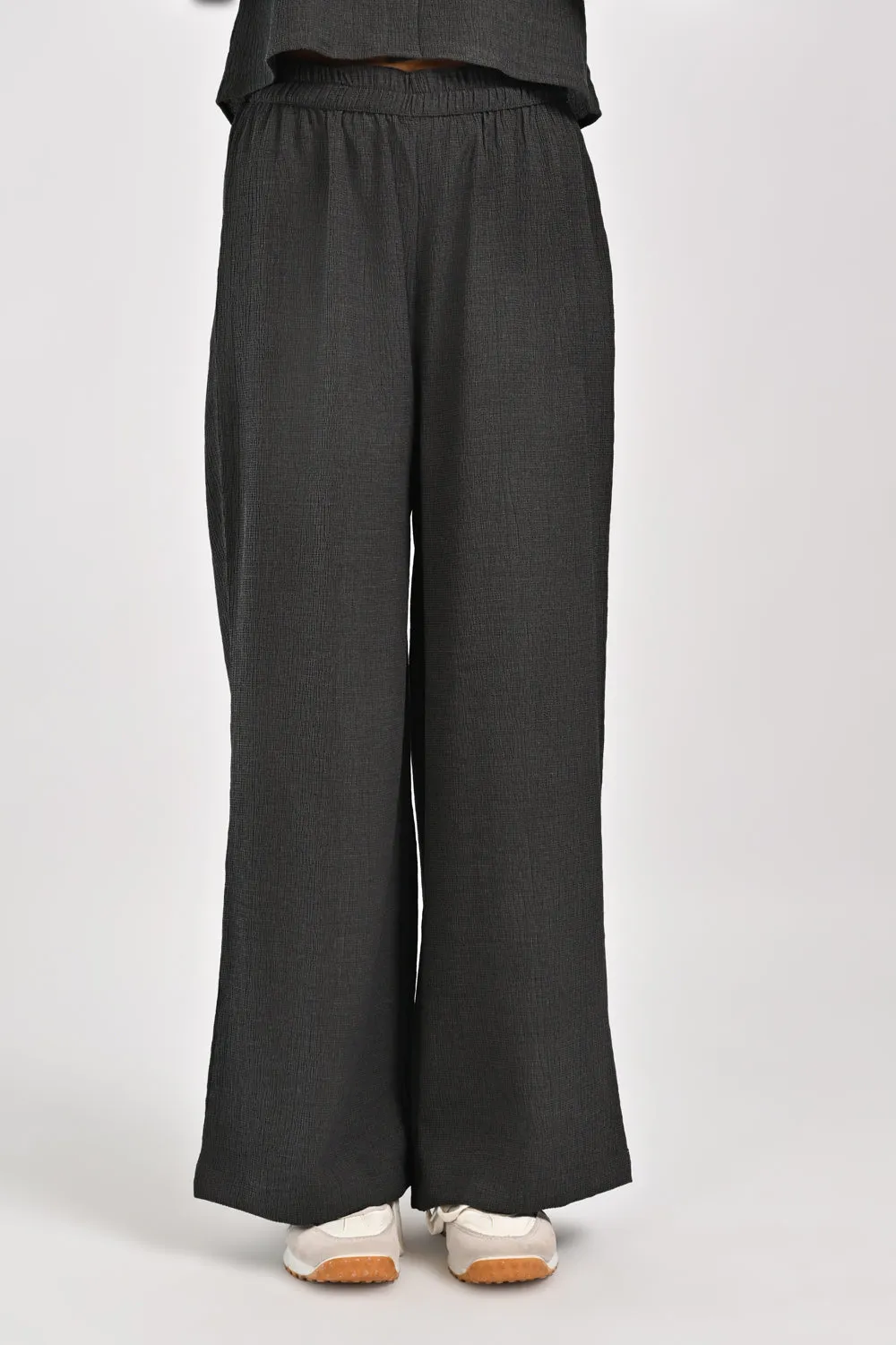 TEXTURED WIDE LEG TROUSERS